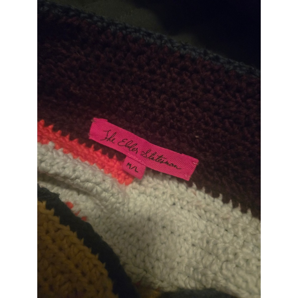 The Elder Statesman Crochet Patchwork Mini Skirt Multicolor Fringed Cotton M/L - Picture 3 of 4